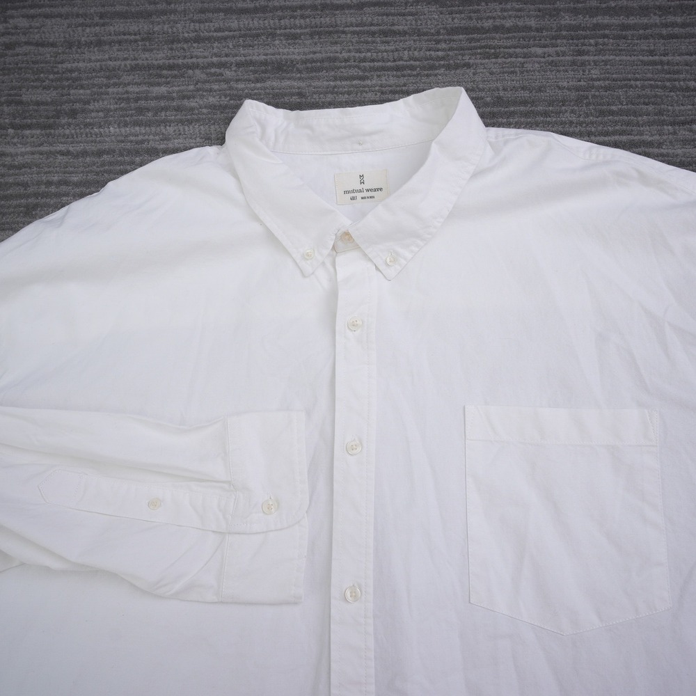 Mutual Weave Men White Long Sleeve Button Down Oxford Shirt Big New 4XL Tall‎